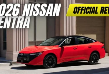 The all-new 2026 Nissan Sentra in red, with text overlay reading 'Official Reveal.