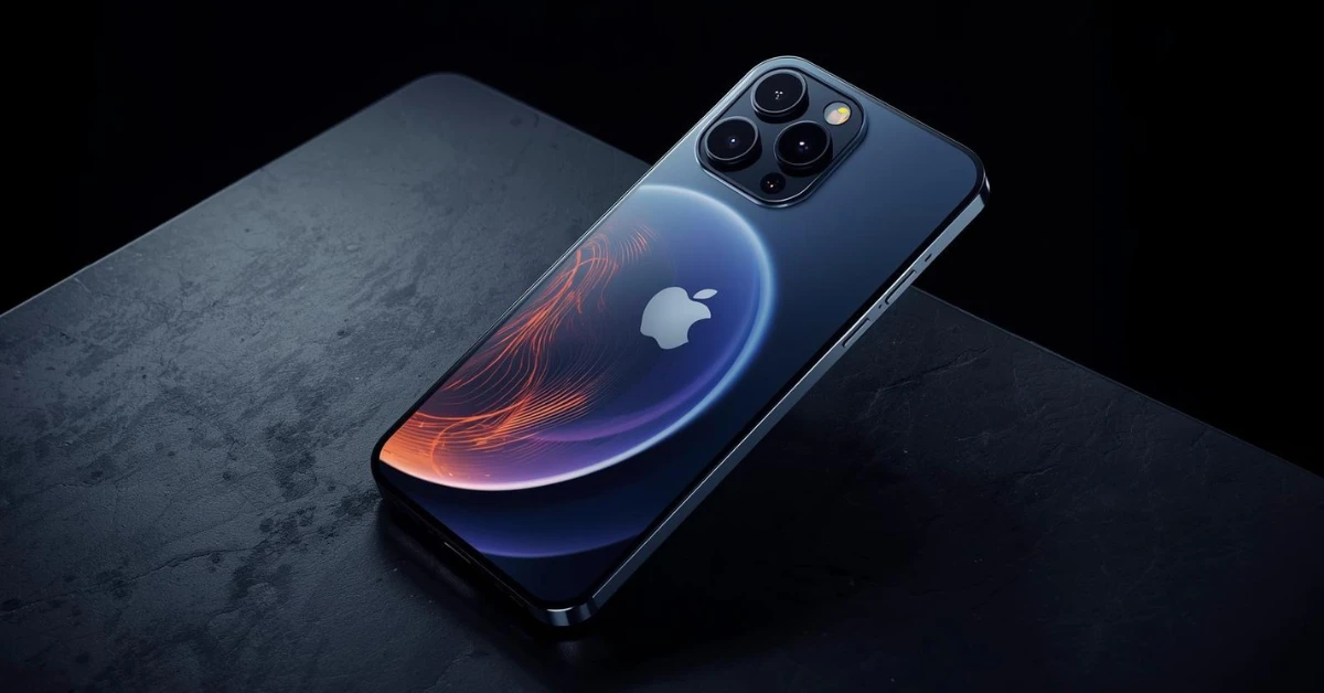 A front-angled shot of the new iPhone 17 Pro Max in the 'Titanium' color, showcasing its vibrant Super Retina XDR display and the new Proactive AI features on the Dynamic Island.