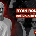 News banner graphic showing Ryan Routh, who was found guilty in the assassination of President Trump.