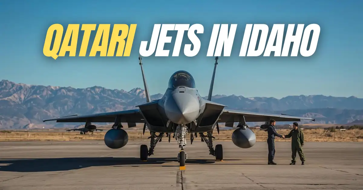 A Qatari Air Force F-15QA jet on the tarmac, symbolizing the new qatar idaho military partnership.