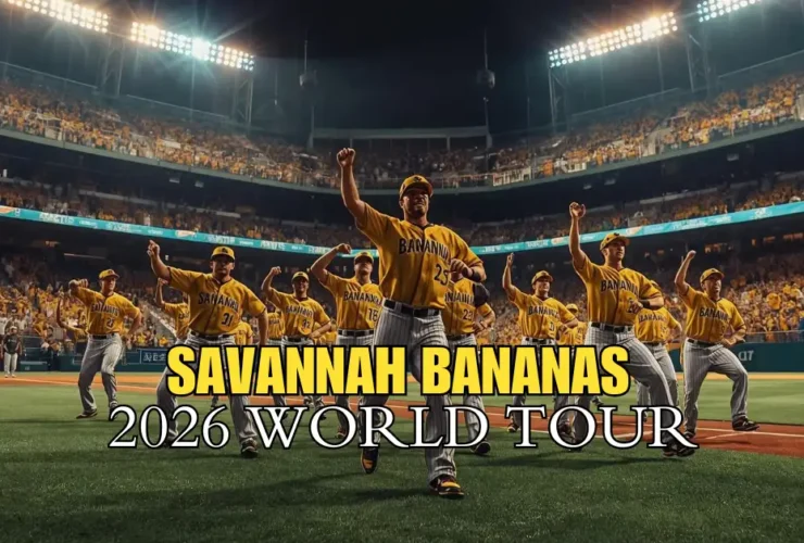 The Savannah Bananas entertain a sold-out crowd during a game of Banana Ball on their world tour.