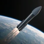 The SpaceX Starship rocket in flight high above the Earth after its successful launch, a crucial step for deep space exploration. SpaceX Starship launch