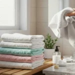 Fluffy clean towels being properly washed and maintained for hygiene and softness