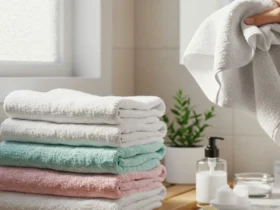 Fluffy clean towels being properly washed and maintained for hygiene and softness